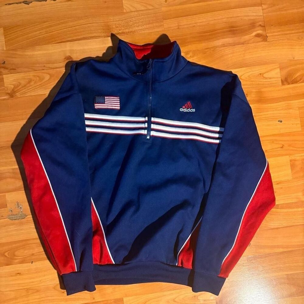 1997 Adidas USA Soccer Navy Quarter Zip Jacket Size S Vintage Sportswear
